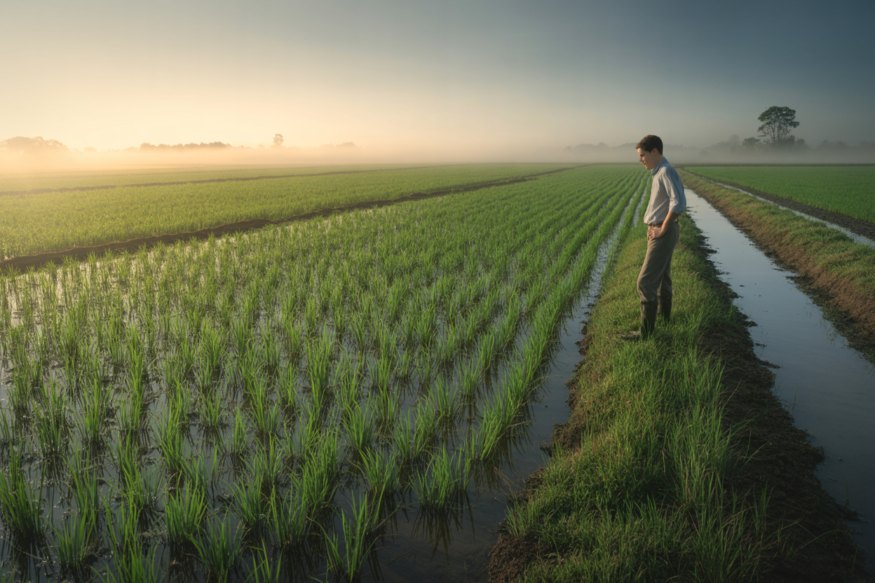 Sustainable Brazilian rice cultivation in green farmland