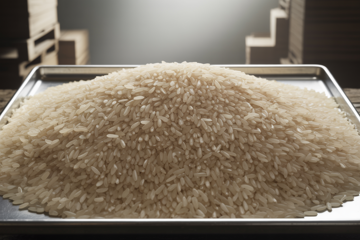 Close-up of Brazilian white rice grains for global export