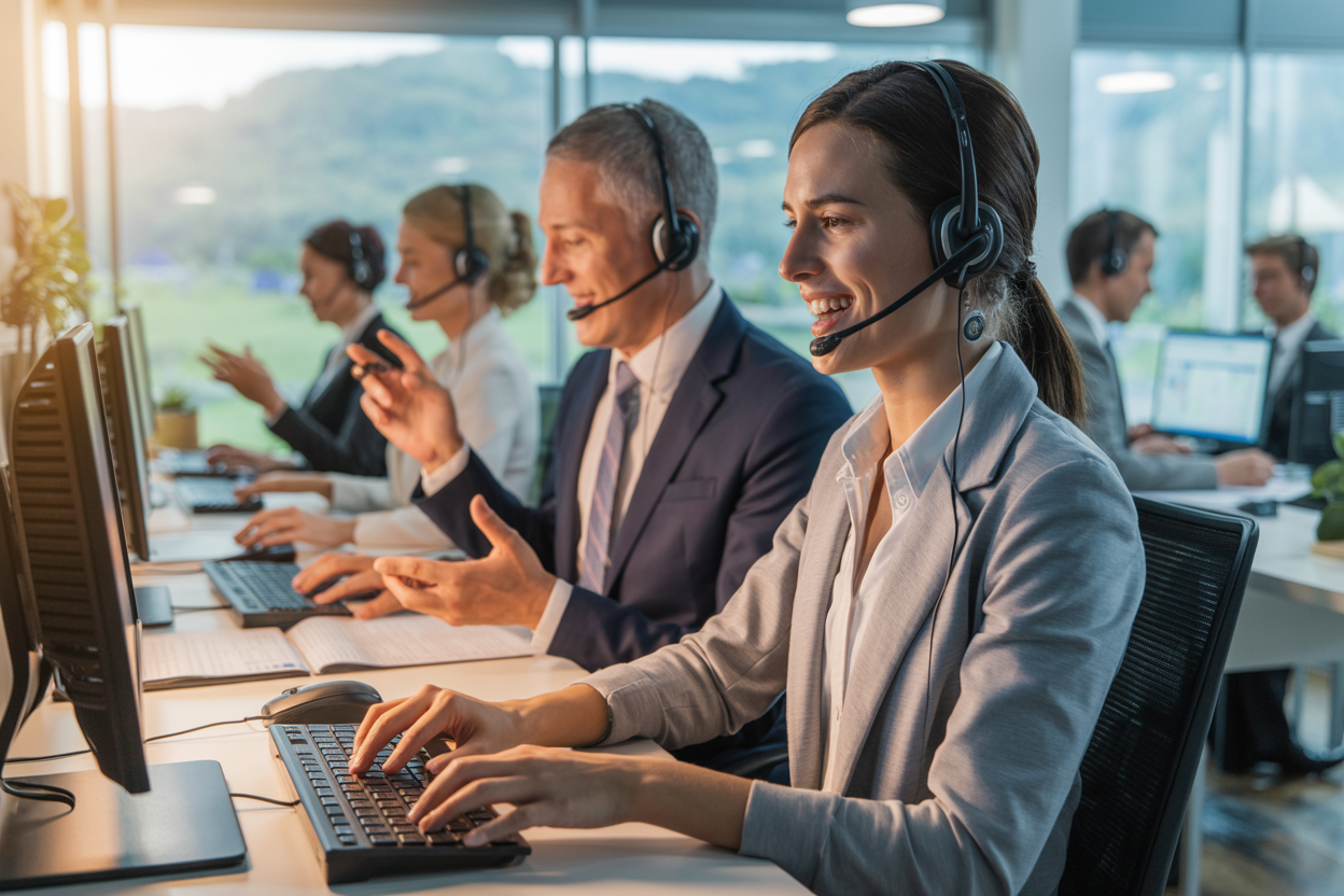 Customer service team at Brazilian rice exporter contact center