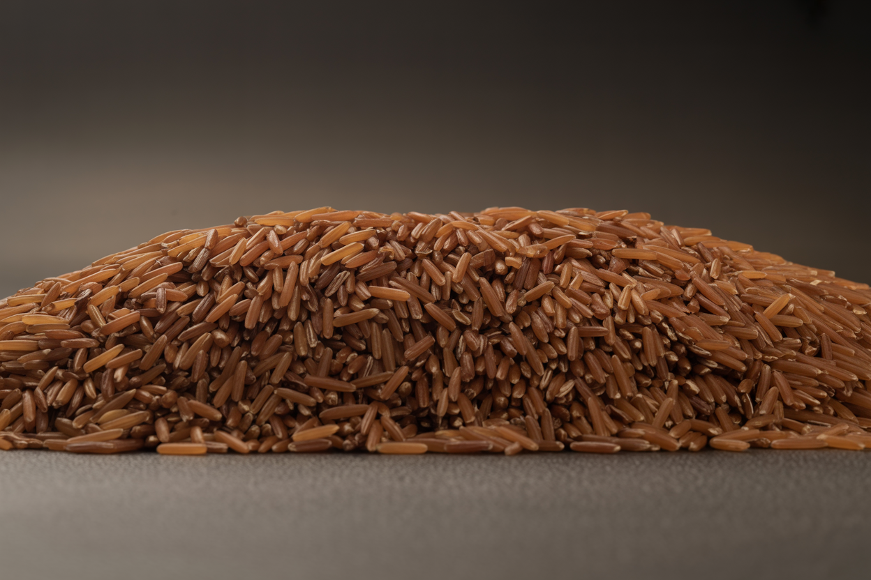 Close-up of premium Brazilian parboiled brown rice grains