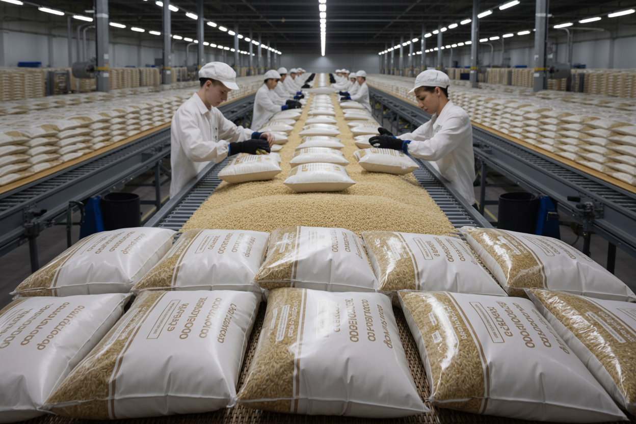 Brazilian rice exporter packing long grain parboiled brown rice