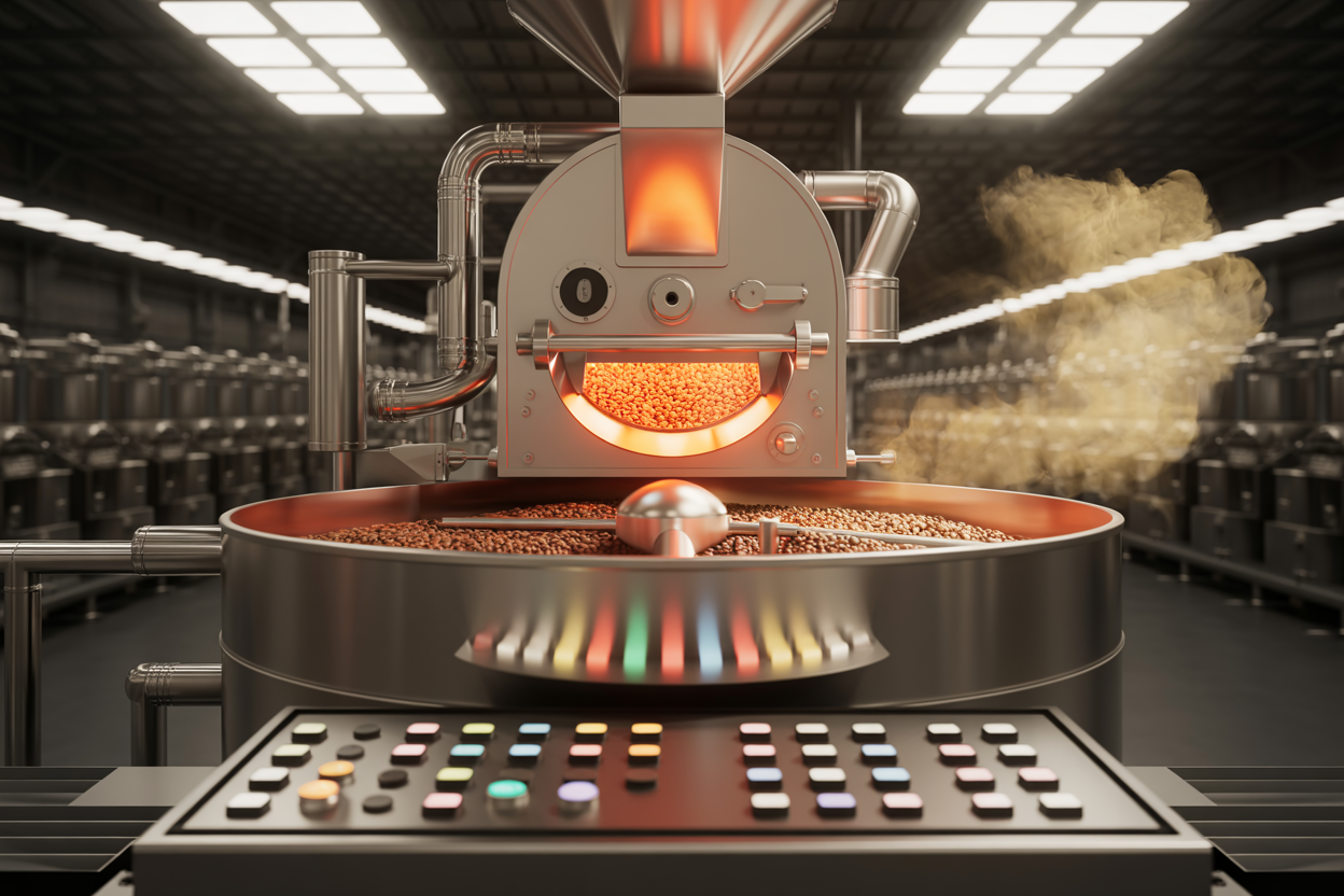 Industrial Arabica coffee roasting machine in premium facility