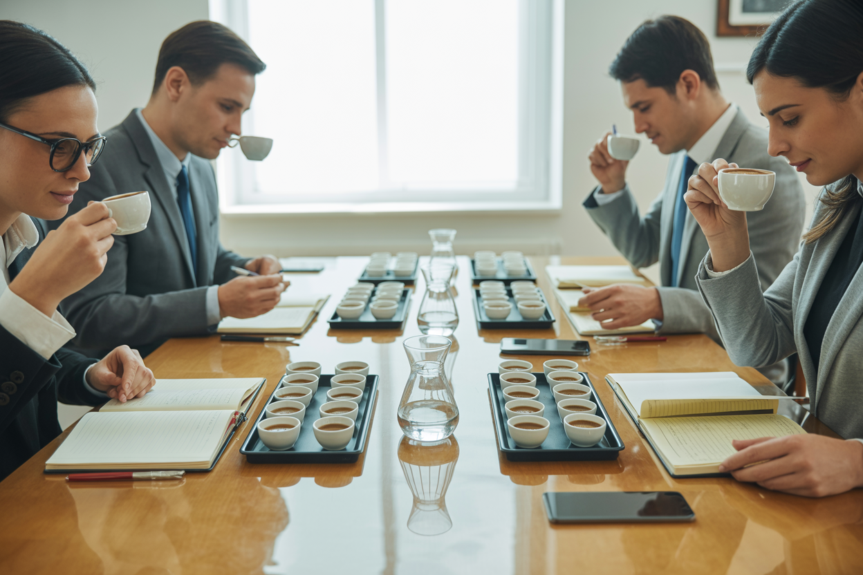 Professional coffee tasting session for arabica instant coffee export quality