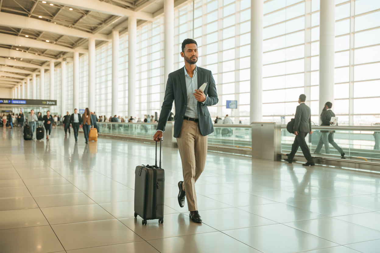 Airport arrival scene for professionals moving to Brazil on work visa