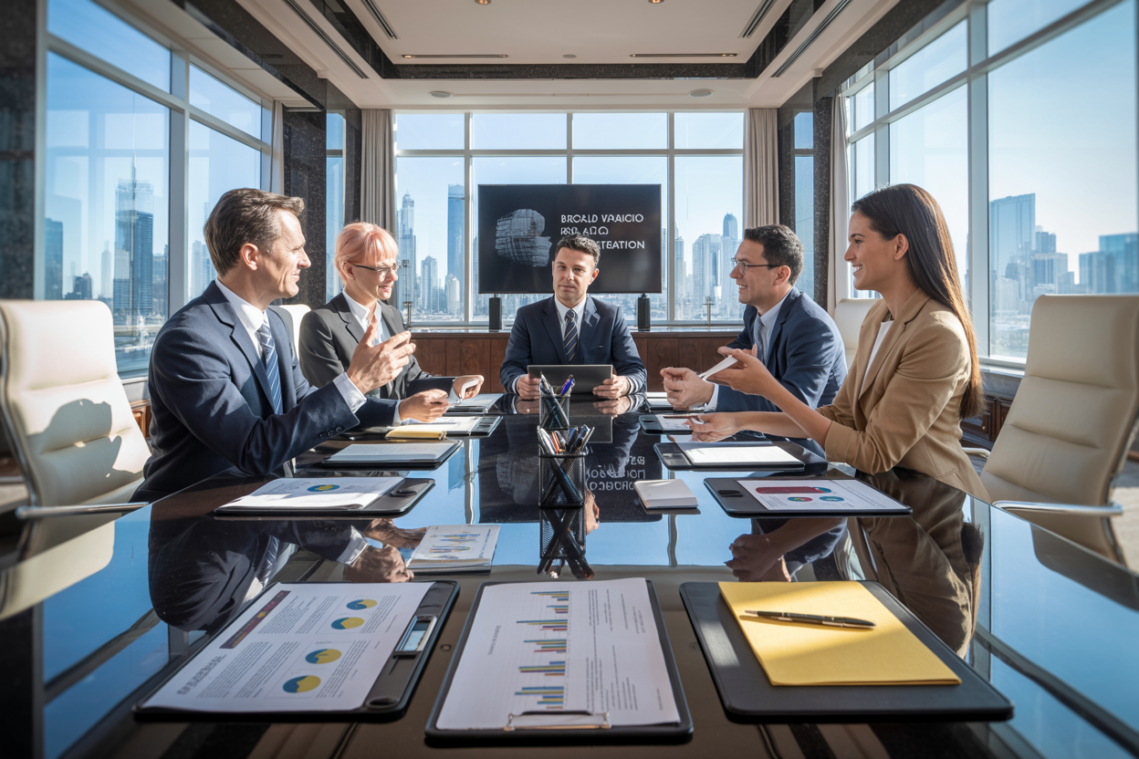 International business meeting for Brazil visa strategy planning