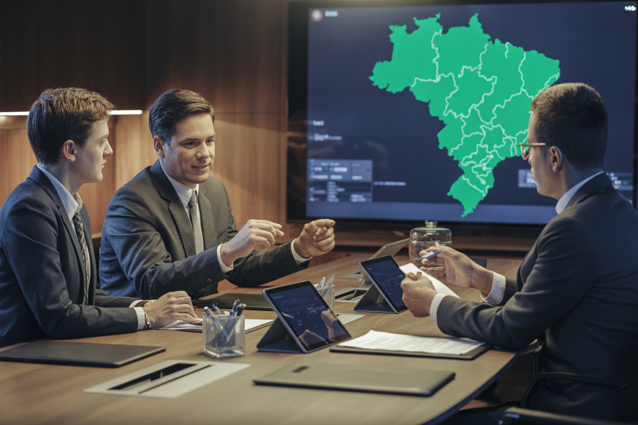 Brazil debt recovery specialist discussing accounts with international client