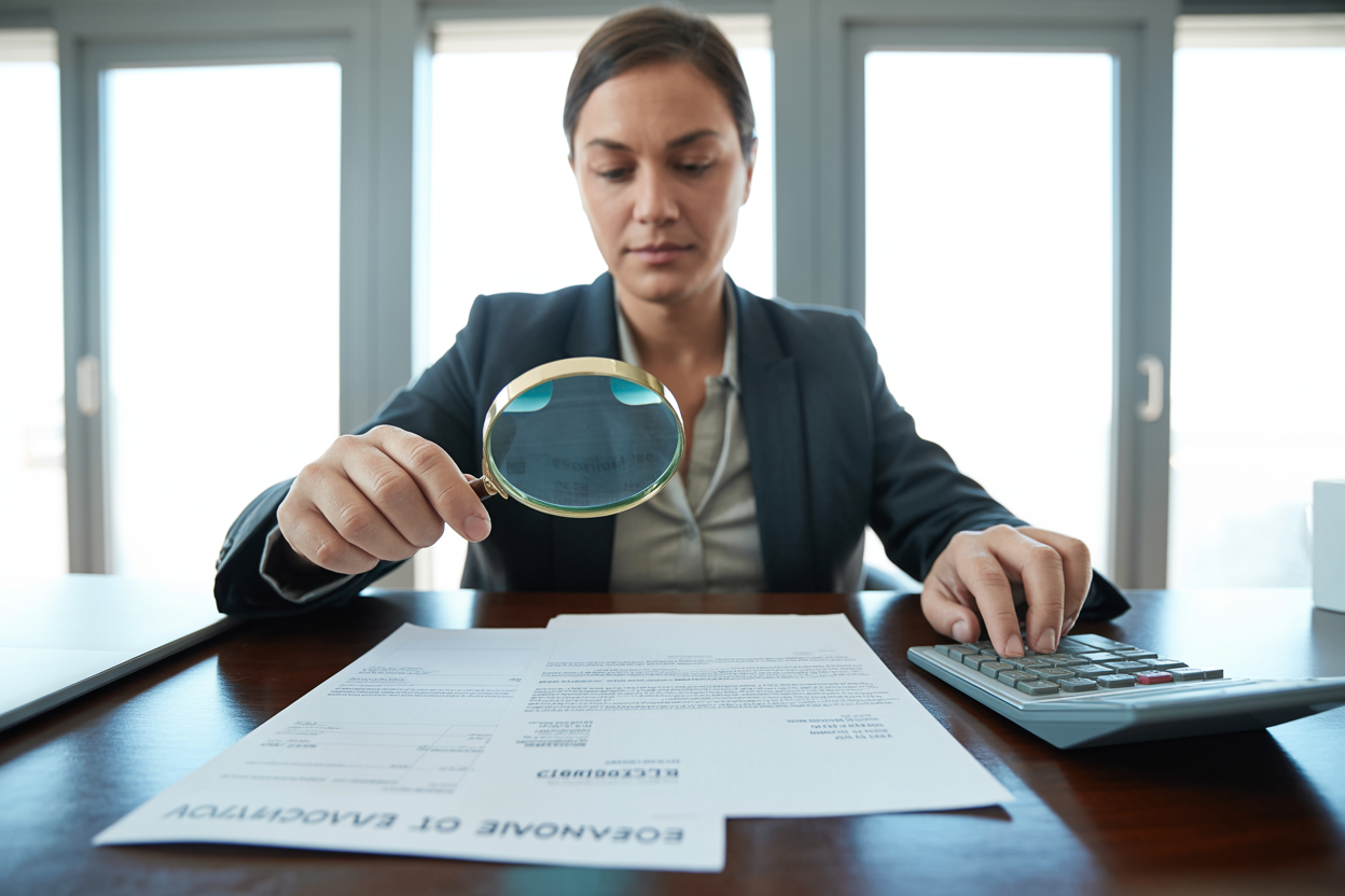 Brazil debt collection specialist reviewing promissory note and invoice documents