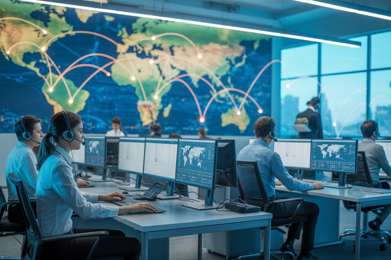 Global debt collection communication hub in a Brazilian headquarters