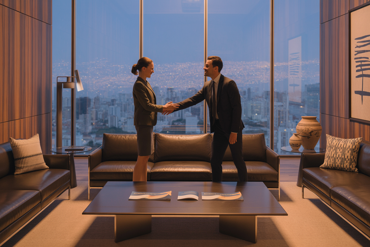 Client onboarding lounge at a Brazilian debt collection company